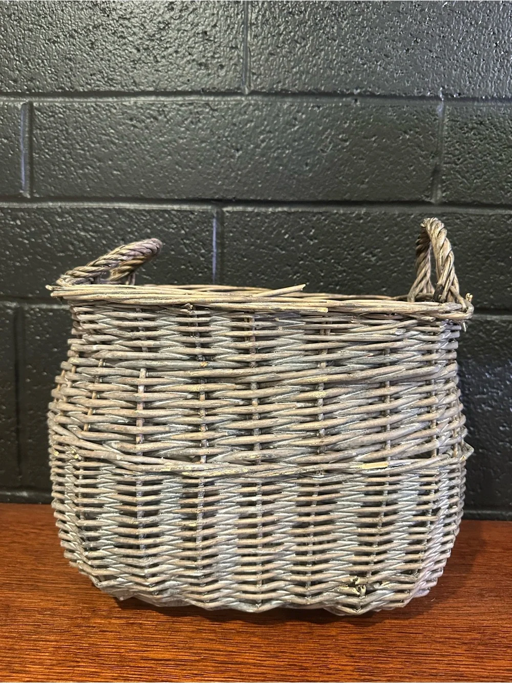 Woven Storage Basket with Handles - Gray